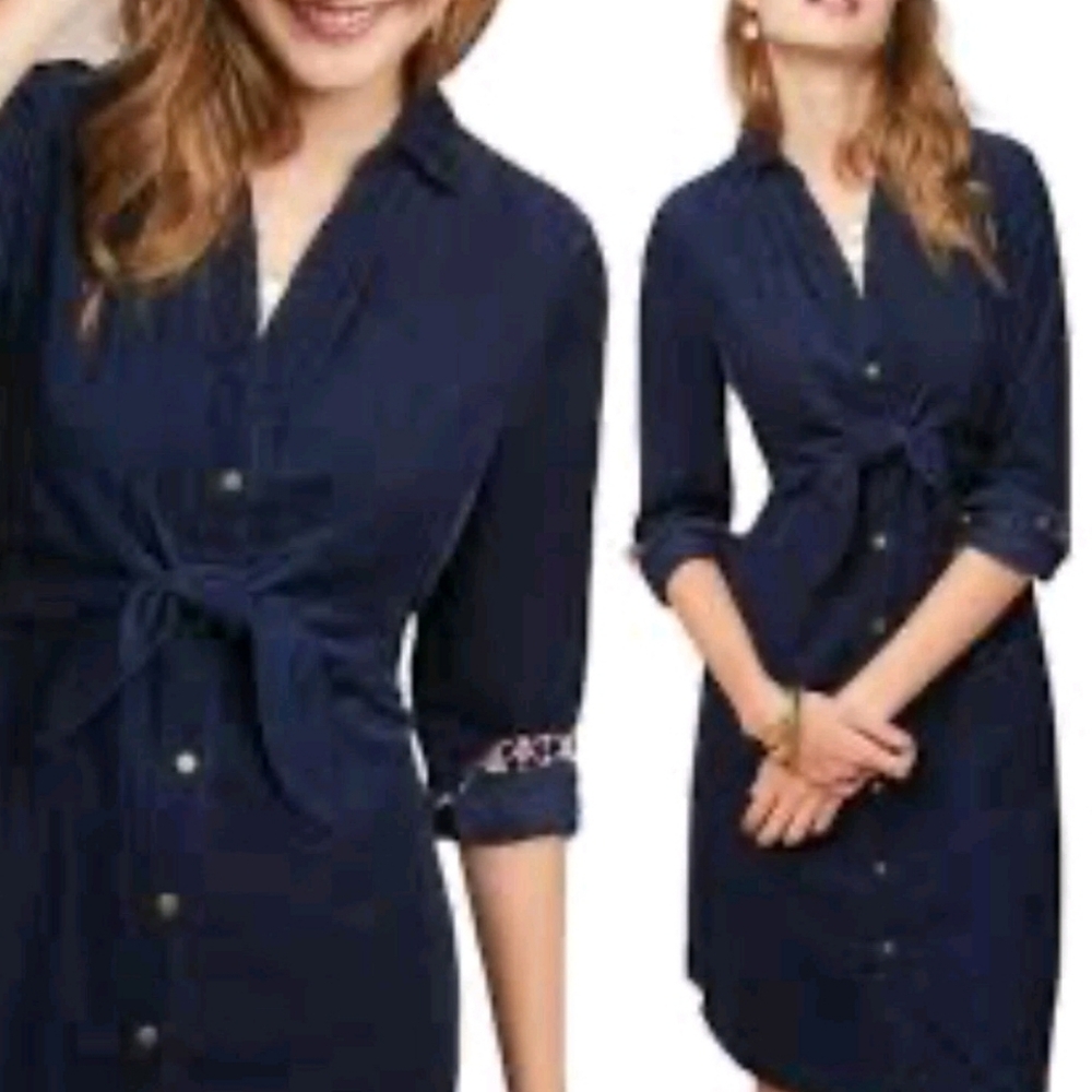 ♡ Madewell Indigo Blue Button Up Winchester Corduroy Shirt Dress Size 8